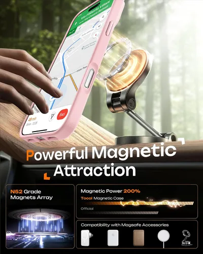Miniatura 240 de TOCOL Funda para iPhone 11, compatible con Magsafe, protección completa de cámara, imanes integrados, protección contra caídas, funda translúcida