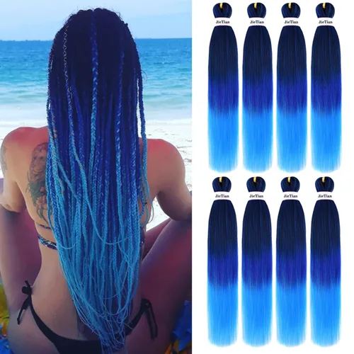 Miniatura 11 de Liang Dian Cabello Trenzado Preestirado Ombre de 12 Pulgadas, 8 Paquetes de Trenzas de Ganchillo Sintéticas, Ajuste con Agua Caliente, Extensiones