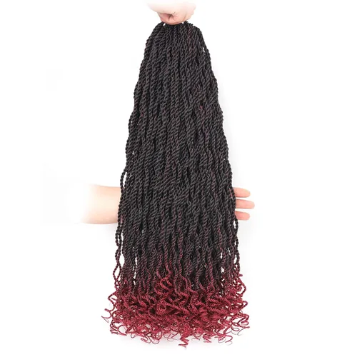 Miniatura 9 de Leeven Cabello de Ganchillo Rizado Senegalés de 12 Pulgadas, 8 Paquetes Trenzas de Ganchillo Cortas Ombre Marrón, Trenzas Havana Pequeñas #T30