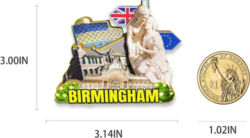 Miniatura 3 de Imán de nevera con imán de Reino Unido Birmingham Inglaterra 3D, monumentos de madera para viajes, recuerdos coleccionables, decoración hecha a