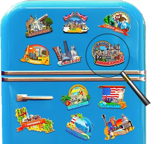 Miniatura 4 de Imán de Minneapolis Minnesota USA para nevera de madera 3D, monumentos de viaje, coleccionables, recuerdos, decoración hecha a mano -2771