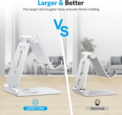 Miniatura 2 de OMOTON Soporte plegable para teléfono celular, C4 soporte de teléfono de aluminio portátil, base de acoplamiento ajustable para teléfono compatible
