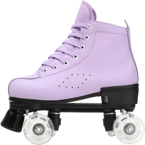 Miniatura 3 de Patines de ruedas para mujeres y hombres, zapatos altos de piel de vacuno, patines clásicos de doble fila, patines de cuatro ruedas para hombres