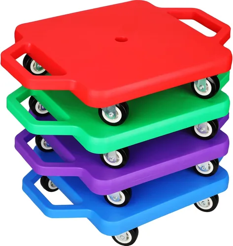 Miniatura 9 de Jerify 4 piezas de patinete deportivo con asas, ruedas de plástico, patineta para sentarse en el suelo, para niños, gimnasio, actividades