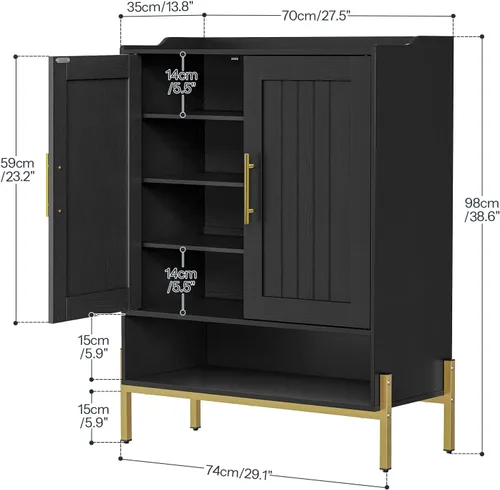Miniatura 3 de HOOBRO Gabinete para zapatos, organizador de zapatos de 5 niveles con puertas, armario de madera para zapatos para entrada, armario independiente
