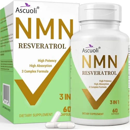 Miniatura 11 de NMN sublingual 500mg + Trans-Resveratrol 400mg, fórmula avanzada 3 en 1 99% puro suplemento de NMN y resveratrol para aumentar* NAD, células, Verde