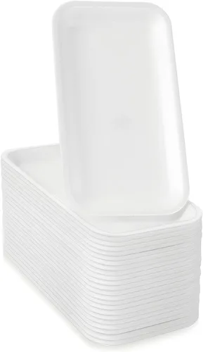 EBOOT 50 bandejas de espuma para manualidades, platos de comida de espuma blanca, platos de mezcla de pintura y tinta, platos rectangulares para