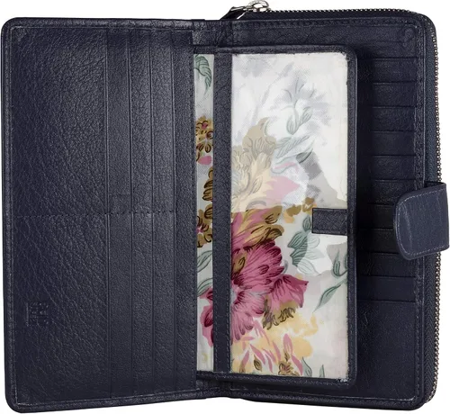 Miniatura 21 de Cartera grande de piel para mujer con bloqueo de identificación por radiofrecuencia