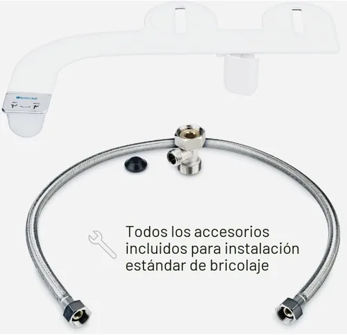 Miniatura 8 de Brondell Accesorio de bidé para inodoro SS-250 SimpleSpa con rociador de agua dulce y presión de agua ajustable, control lateral, rociador de bidé