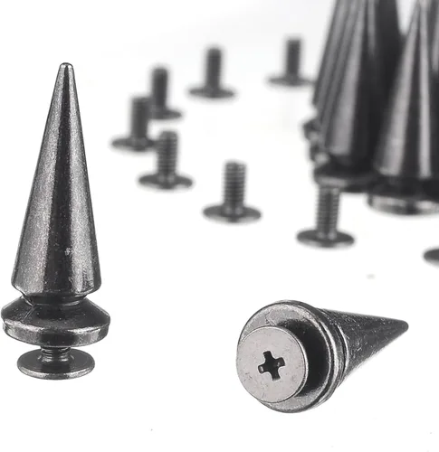 Miniatura 2 de RUBYCA 10 juegos de espigas y tachuelas grandes de metal para árbol grande de 0.984 in con parte trasera metálica para bricolaje de cuero, negro