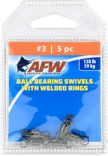 Miniatura 18 de AFW Solid Brass Ball Bearing Fishing Swivels with Double Welded Rings - Patented Bullet Shaped Head for Reduced Water Resistance, Black Finish
