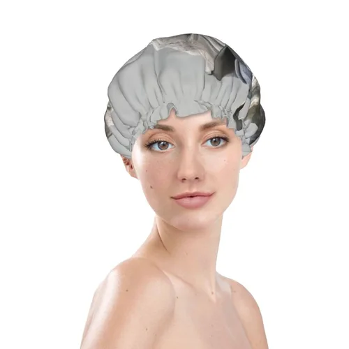 Miniatura 3 de Animal Rhino Print Shower Cap,Elastic And Reusable Bath Hair Hat For Long Hair,Large Waterproof Shower Bonnet,For Women Men Kids