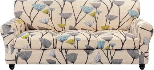Miniatura 23 de SearchI Funda elástica para sofá con estampado, Fundas para sofá con diseño floral, 2 piezas de funda elástica para sillón con funda de cojín