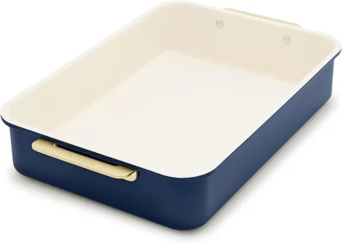 Miniatura 11 de GreenPan Bakeware - Bandeja cuarto de hoja de 13" x 9" pulgadas, bandeja antiadherente de cerámica para hornear, libre de PFAS y BPA, asas doradas