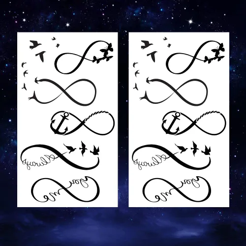 Miniatura 2 de Juego de 2 calcomanías de tatuaje temporal pequeñas, diseño de pájaro con diseño de pájaro "Always You and Me" para mano, cuello, cara, muñeca, K-488