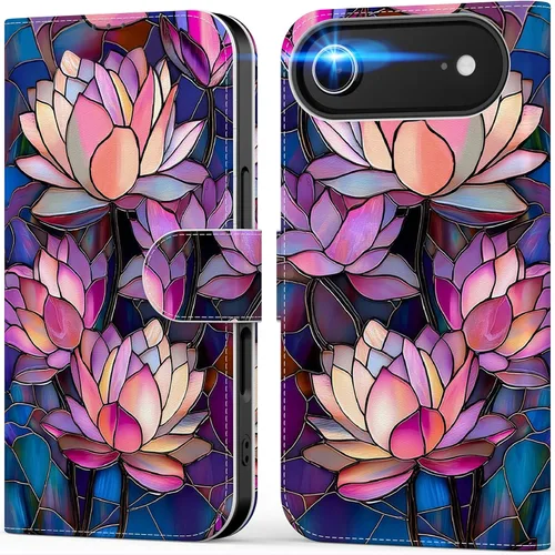 Miniatura 48 de DEENAKIN Funda tipo cartera para iPhone 15 con tarjetero + clip para efectivo, bloqueo RFID, protección contra caídas de grado militar y obras