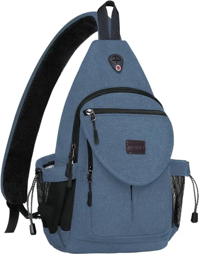 Miniatura 20 de MOSISO Mochila tipo bandolera, mochila de lona para senderismo con bolsillo antirrobo Gris espacial