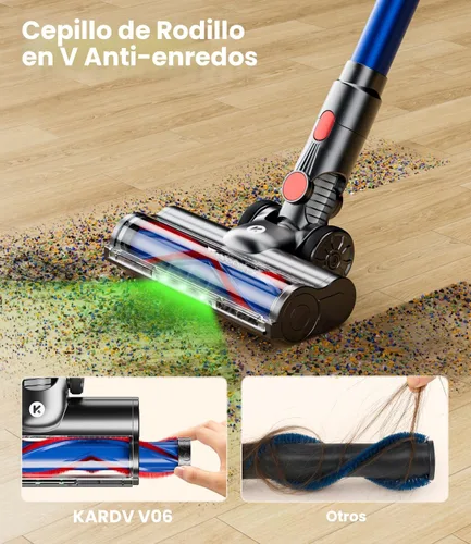 Miniatura 3 de KARDV Aspiradora inalámbrica, aspiradora de 500 W/40 Kpa para el hogar, aspiradora de palo de 60 minutos con pantalla LED, carga antienredos