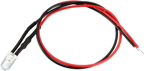 Miniatura 3 de uxcell 5pcs 0.197 in pre cableado LED, blanco DC24V lente transparente, diodos emisores de luz