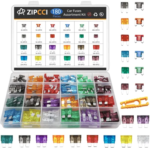 ZIPCCI Kit surtido de fusibles para coche, 180 piezas de fusibles estándar, mini y mini de bajo perfil
