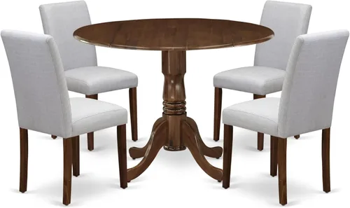 Miniatura 15 de East West Furniture DLAB3-BLK-06 - Juego de comedor de 3 piezas para espacios pequeños, contiene una mesa de comedor redonda con Dropleaf y 2 sillas