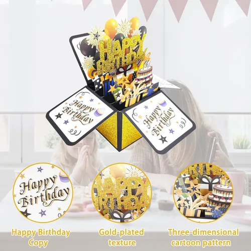 Miniatura 2 de Tarjeta de cumpleaños 3D emergente, tarjeta de felicitación en blanco con sobre, regalo de cumpleaños para él, papá, marido, hijo, mujeres, niños