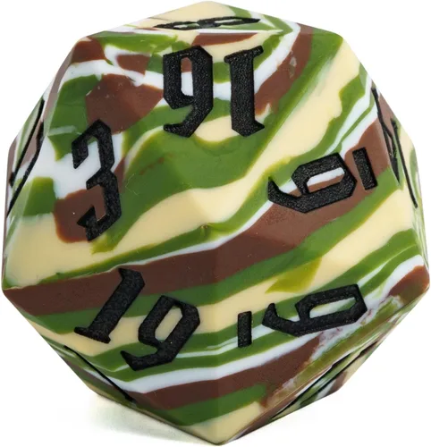 Miniatura 15 de Silicona D20 de 2.165 in, dados individuales de 20 caras gigantes D20 D20, colores camuflaje, tacto suave y cómodo, gorila perfecta