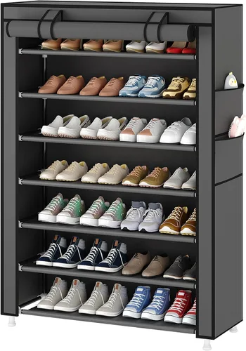 Miniatura 10 de Laiensia Organizador vertical para zapatos de 5 niveles, organizador de almacenamiento de zapatos que ahorra espacio, cubierta no tejida, estante