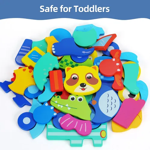 Miniatura 2 de QZMTOY Rompecabezas para niños pequeños, paquete de 10 rompecabezas de madera para niños pequeños, rompecabezas Montessori para niños de 1-3, 2-4