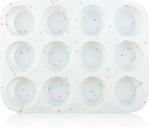 SHEbaking Molde de silicona para magdalenas, 12 tazas, moldes para magdalenas, moldes antiadherentes para hornear muffins, fácil liberación, Varios