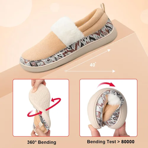 Miniatura 4 de Scurtain Pantuflas tipo mocasín para mujer, cómodas y cómodas botas de invierno con suela de goma cómoda