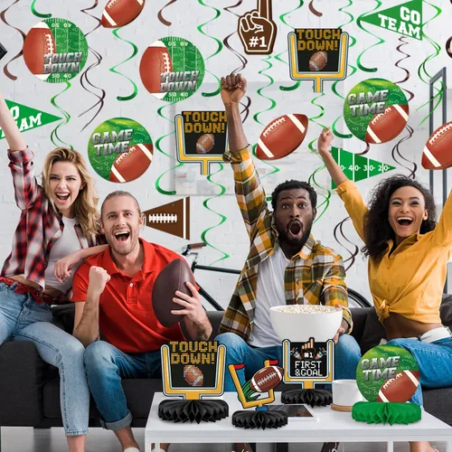 Miniatura 7 de 30 Piezas de Decoraciones de Fiesta de Fútbol Adorno Colgante en Espiral para Fiesta de Cumpleaños de Fútbol, Día de Juego de Fútbol, Fiesta