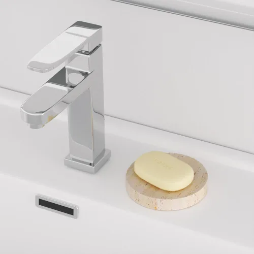 Miniatura 4 de Jaboneras de Mármol de Piedra Travertino Natural Soporte de Esponja para Baño, Bañera, Ducha, Fregadero de Cocina, Caja de Jabón Redonda Artesanal