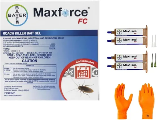 Maxforce Fc Roach Bait Gel 4 Tubos | Guantes USA Supply prémium para una erradicación segura | Tarjeta de identificación de plagas USA Supply