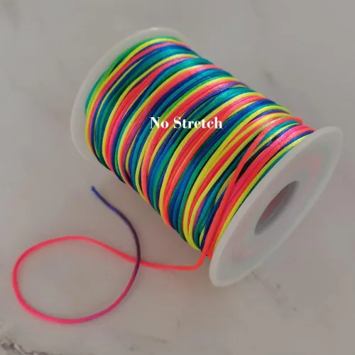 Miniatura 3 de Cuerda de nailon arcoíris de 328 pies para trenzas de cabello, trenzas de 0.059 pulgadas, hilo de satén para abalorios, pulseras, collares, joyería