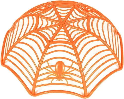 Miniatura 7 de Cuencos de cesta de tela de araña de Halloween, soporte de plástico para dulces para truco o trato, decoraciones de agarre a mano para suministros F