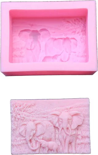 Miniatura 4 de Paquete de 2 moldes de silicona para jabón natural para el cuidado de la piel, jabón de arte y productos de aromaterapia (elefante)