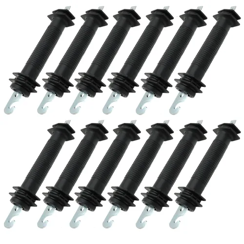 Miniatura 3 de 2 piezas de valla eléctrica de plástico resistente puerta manija aisladores con resorte (negro)