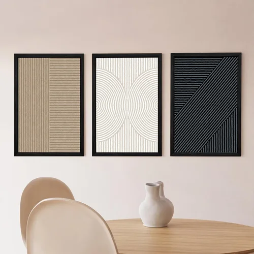 Miniatura 7 de Imágenes abstractas modernas para pared, arte de pared bohemio y neutro, arte de pared de línea minimalista, arte de pared beige, negro y marrón