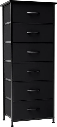 Crestlive Products Torre de Almacenamiento Vertical para Cómoda - Marco de Acero Resistente, Superficie de Madera, Contenedores de Tela de Fácil