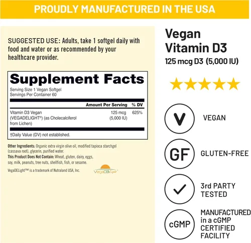 Miniatura 4 de NatureWise Vitamina D3 vegana 5000iu (125 mcg) D3 de liquen - Apoya el sistema inmunológico, muscular y la salud ósea, alta absorción con aceite