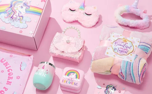 Miniatura 4 de Regalos de unicornio para niñas de 4 a 6, 7, 8, 9 y 10 años, regalos de cumpleaños de Pascua con monedero de manta que brilla en la oscuridad
