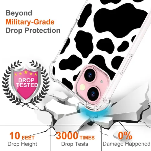 Miniatura 7 de Hungo Compatible para iPhone 15 Funda Diseño Lindo de Vaca Transparente, Femenino para Mujeres Niñas Estampado de Vaca Transparente (No Transparente)