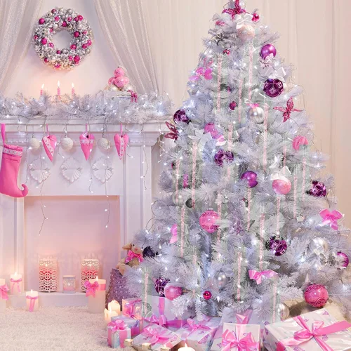 Miniatura 4 de Boao Carámbano de vidrio de 3.5 a 7.8 pulgadas, adornos de Navidad de carámbanos de vidrio torcido, decoraciones colgantes (rosa, 25 unidades)