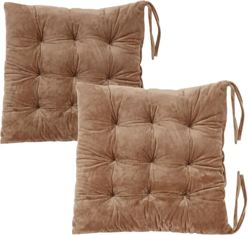 Miniatura 33 de Juego de 2 cojines para sillas de comedor con lazos, almohadilla antideslizante para silla de cocina para interior y tapete de asiento de comedor