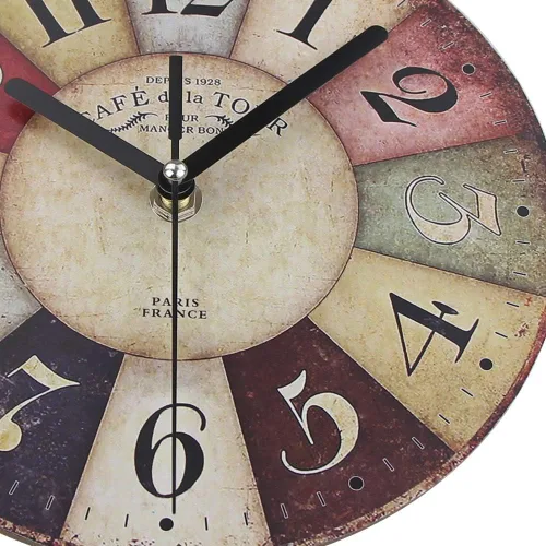 Miniatura 3 de Timelike Reloj de pared de madera de MDF, estilo retro, estilo retro, estilo rústico, estilo retro, reloj de pared de cuarzo (8 pulgadas, colorido)