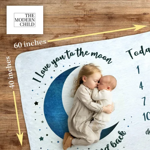 Miniatura 6 de Manta de hito para bebé de The Modern Child - Manta mensual de hito para bebé súper suave de vellón para niña y niño - Perfecta para la tabla