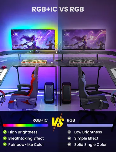 Miniatura 2 de Tira de luz LED RGB+IC, luz LED inteligente de 32.8 pies para dormitorio, control de aplicación Bluetooth, tira de iluminación LED que cambia