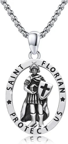 Miniatura 27 de Collar de plata de ley 925 con medalla de San Patrón, colgante de protección católica, amuleto, joyería religiosa para hombres y mujeres