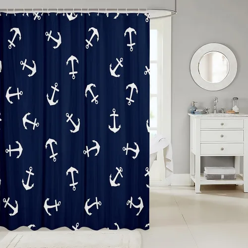 Miniatura 2 de Manfei Cortinas de ducha de verano para niños, cortinas de baño con ancla náutica para decoración de habitación de niños y adolescentes, cortinas